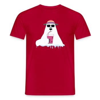 Global Warming Bear | Arctic Ecology Satire  - Men's T-Shirt - red - Front - AI Model Male 178 dark (178cm)