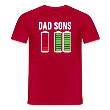 Dad Sons Battery Bar Graphic - Men's T-Shirt - red - Front - AI Model Male 178 dark (178cm)