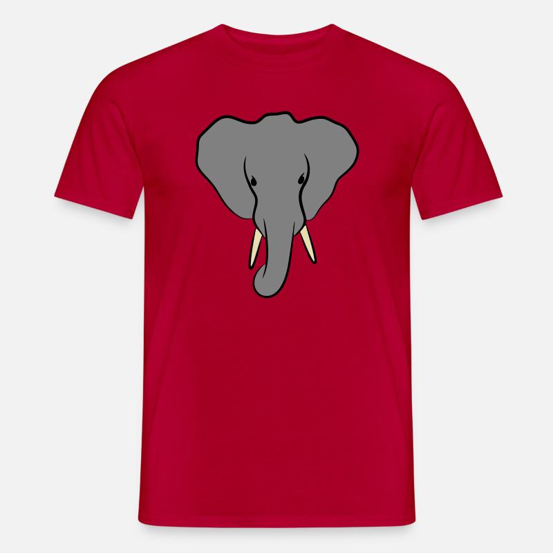 Elefantenkopf Minimalistisch - Männer T-Shirt - Rot