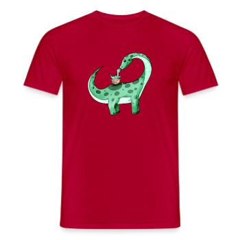 Dinosaurs with Baby Dinosaurs - Men's T-Shirt - red - Front - AI Model Male 178 dark (178cm)
