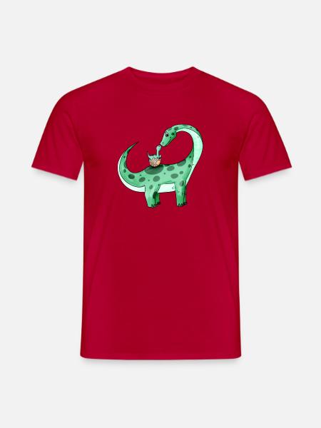 Dinosaurier mit Baby Dinosaurier - T-shirt herr - röd