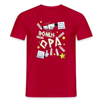 Bonusopa - Männer T-Shirt - Rot - Vorne - AI Model Male 178 dark (178cm)