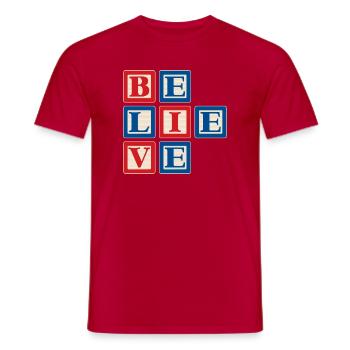 Believe 2 - Men's T-Shirt - red - Front - AI Model Male 178 dark (178cm)