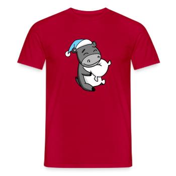 Esel mit Kissen und Schlafmütze - Männer T-Shirt - Rot - Vorne - AI Model Male 178 dark (178cm)