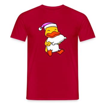 Canard avec oreiller et bonnet de couchage - T-shirt homme - rouge - Devant - AI Model Male 178 dark (178cm)