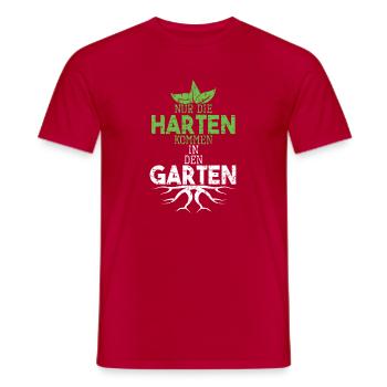 Garten Sprüche Nur die Harten kommen in den Garten - Männer T-Shirt - Rot - Vorne - AI Model Male 178 dark (178cm)
