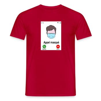 Appel masqué - T-shirt homme - rouge - Devant - AI Model Male 178 dark (178cm)
