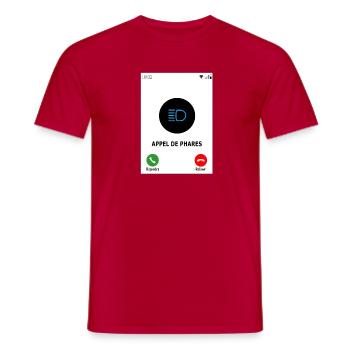Appel de phares - T-shirt homme - rouge - Devant - AI Model Male 178 dark (178cm)