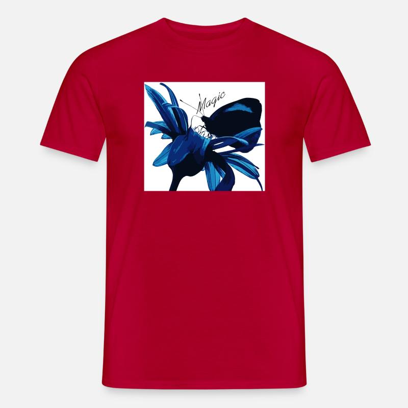 Blaues Blütenzauber mit Magic - Männer T-Shirt - Rot