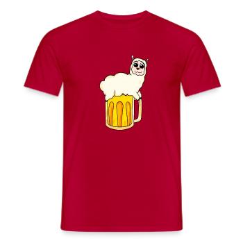Beer funny alpaca animal - Men's T-Shirt - red - Front - AI Model Male 178 dark (178cm)