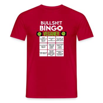BINGO BULLSHIT VEGANER VEGAN - Männer T-Shirt - Rot - Vorne - AI Model Male 178 dark (178cm)