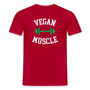Muscle végétalien - T-shirt homme - rouge - Devant - AI Model Male 178 dark (178cm)
