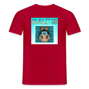 KALT - FRIEREN - WINTERZEIT - PFERD PONY - Männer T-Shirt - Rot - Vorne - AI Model Male 178 dark (178cm)