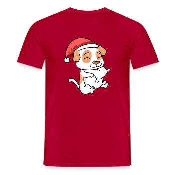Jack Russell Terrier Dog Christmas Sleep - Men's T-Shirt - red - Front - AI Model Male 178 dark (178cm)