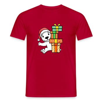 Christmas Polar Bear with Gifts - Men's T-Shirt - red - Front - AI Model Male 178 dark (178cm)