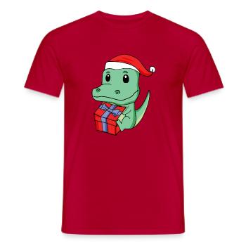 Noël Crocodile Bébé avec Cadeau - T-shirt homme - rouge - Devant - AI Model Male 178 dark (178cm)