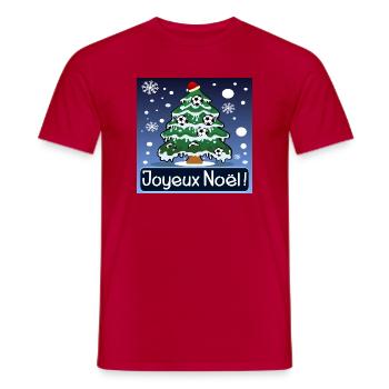 Sapin de Noël Football Festif - T-shirt homme - rouge - Devant - AI Model Male 178 dark (178cm)