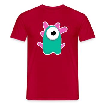 Cute Turquoise Cyclops | Funny Pink Monster - Men's T-Shirt - red - Front - AI Model Male 178 dark (178cm)