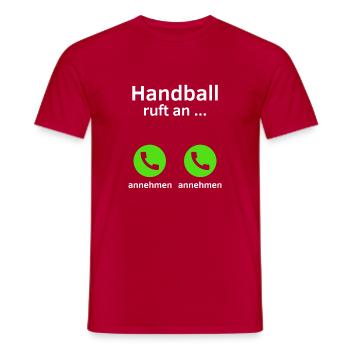 Handball ruft an - annehmen oder annehmen? - Männer T-Shirt - Rot - Vorne - AI Model Male 178 dark (178cm)