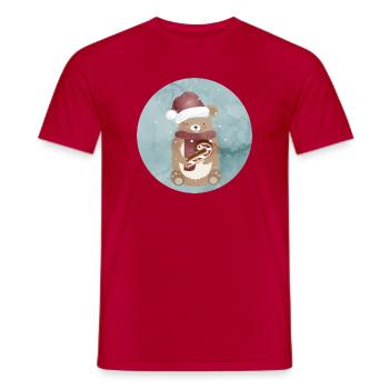 goldiger Bär für Weihnachten mit Weihnachtsmütze - Männer T-Shirt - Rot - Vorne - AI Model Male 178 dark (178cm)