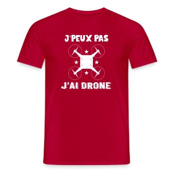 J'Peux Pas J'ai Drone Humour Cadeau Drôle Pilote - T-shirt homme - rouge - Devant - AI Model Male 178 dark (178cm)