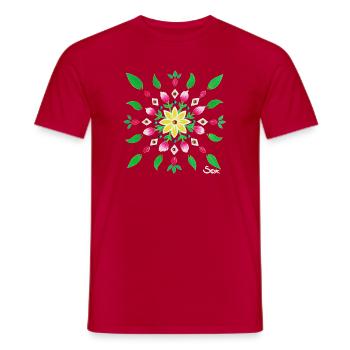 BlumenMandala Frühling - Sonja Ariel von Staden - Men's T-Shirt - red - Front - AI Model Male 178 dark (178cm)