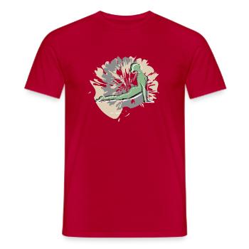 Yoga Sports on Valentine's Day - Men's T-Shirt - red - Front - AI Model Male 178 dark (178cm)