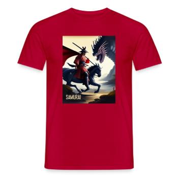 Samurai with Horse Samurai on Horse Japan Asia - Men's T-Shirt - red - Front - AI Model Male 178 dark (178cm)