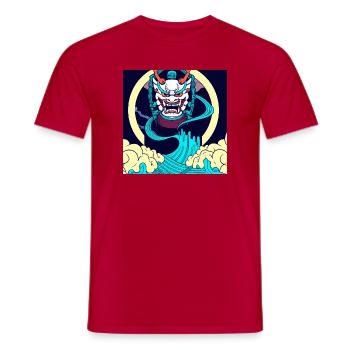 Asia Oni mask - Oni Tattoo - le démon japonais - T-shirt homme - rouge - Devant - AI Model Male 178 dark (178cm)