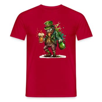 Leprechaun Green: Beer and Jug - Men's T-Shirt - red - Front - AI Model Male 178 dark (178cm)