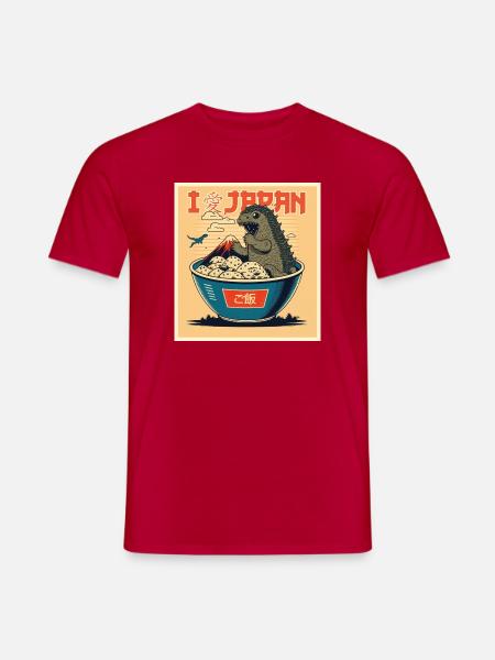 Kaiju in Reisschale – Japanliebe Retro - Männer T-Shirt - Rot