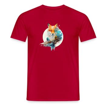 Fox made of watercolors and round background - Men's T-Shirt - red - Front - AI Model Male 178 dark (178cm)