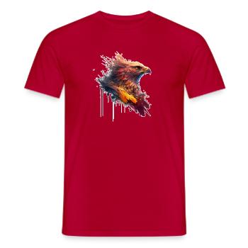 Oiseau de proie rouge aux yeux jaunes, dessin d’aigle - T-shirt homme - rouge - Devant - AI Model Male 178 dark (178cm)