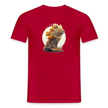 Lion with Savannah Body, Abstract Lion Design - Men's T-Shirt - red - Front - AI Model Male 178 dark (178cm)