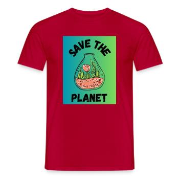 PLANET. PLANET. FEDER. GARTENARBEIT. RUHESTAND - Männer T-Shirt - Rot - Vorne - AI Model Male 178 dark (178cm)