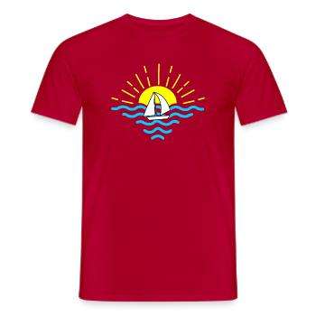 Sunset Sea Segelboot - Männer T-Shirt - Rot - Vorne - AI Model Male 178 dark (178cm)