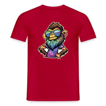Funky Affe - Männer T-Shirt - Rot - Vorne - AI Model Male 178 dark (178cm)
