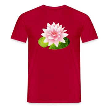 bright water lily with green water lily petal - Men's T-Shirt - red - Front - AI Model Male 178 dark (178cm)
