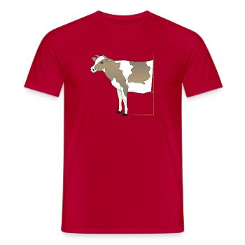Vache - Demi-vache dans le cadre - T-shirt homme - rouge - Devant - AI Model Male 178 dark (178cm)
