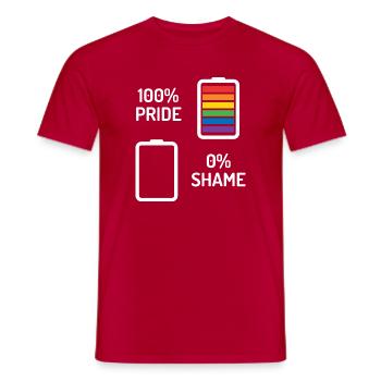 Mois de la fierté - 100% de fierté, 0% de honte - T-shirt homme - rouge - Devant - AI Model Male 178 dark (178cm)