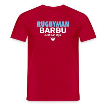 RUGBYMAN BARBU - Style de Rugby Authentique - T-shirt homme - rouge - Devant - AI Model Male 178 dark (178cm)