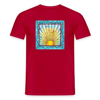 Sunrise with ray pattern - Mallorca Ibiza - Men's T-Shirt - red - Front - AI Model Male 178 dark (178cm)