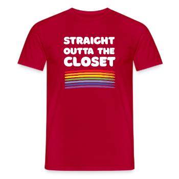 Pride Month - Straight Outta The Closet - Men's T-Shirt - red - Front - AI Model Male 178 dark (178cm)