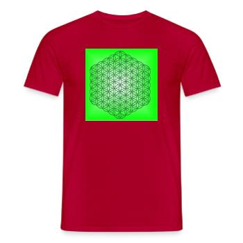 Flower of Life for Relaxation - 5th Dimension - Men's T-Shirt - red - Front - AI Model Male 178 dark (178cm)