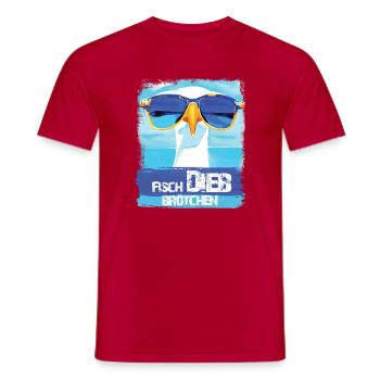 Möwe Fischbrötchendieb - blue white Collection - Männer T-Shirt - Rot - Vorne - AI Model Male 178 dark (178cm)