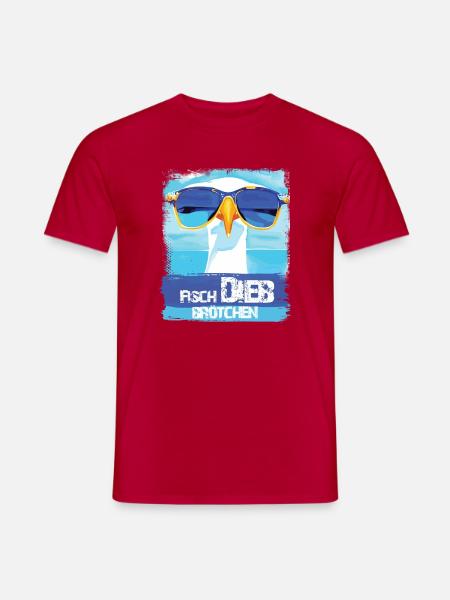 Möwe Fischbrötchendieb - blue white Collection - Männer T-Shirt - Rot