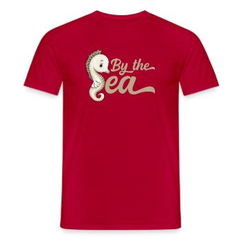 Au bord de la mer « ByeTheSea » hippocampe - T-shirt homme - rouge - Devant - AI Model Male 178 dark (178cm)