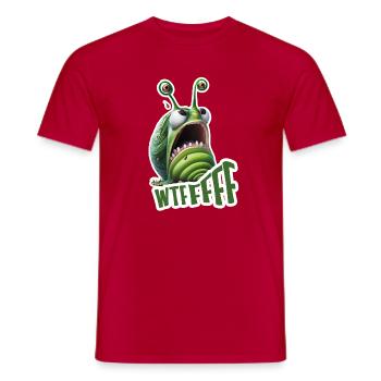 WTF Snail – Funny Cartoon Design - Men's T-Shirt - red - Front - AI Model Male 178 dark (178cm)