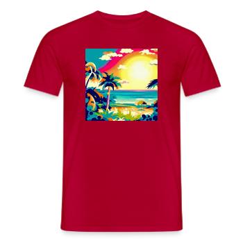 City Pop Sunset - Men's T-Shirt - red - Front - AI Model Male 178 dark (178cm)