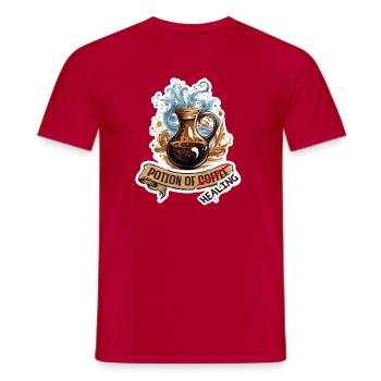 Kaffee Oder Heiltrank Fantasy RPG Shirt - Männer T-Shirt - Rot - Vorne - AI Model Male 178 dark (178cm)